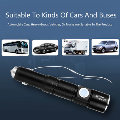 Lampe-torche rechargeable professionnelle de LED avec le marteau de sécurité et le chargeur de voiture